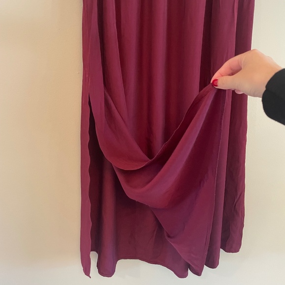 PinkMartini Satiny Deep Red Maxi Skirt - Picture 2 of 4